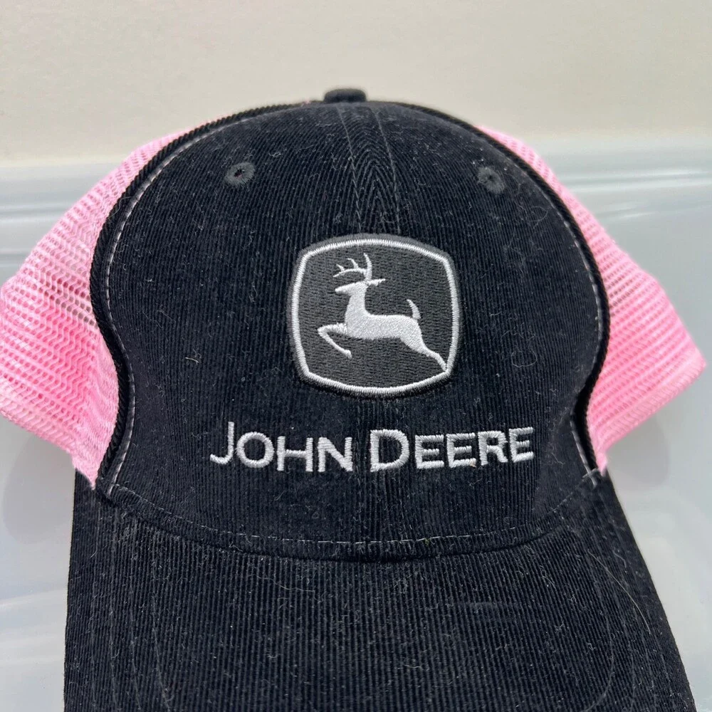 John Deere Hat Womens Adjustable Black Snapback‎ Trucker Cap Mesh Back Tractor